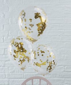 5 ballons transparent confetti OR