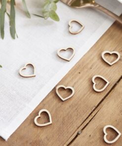 Confettis mariage coeur en bois (x25)