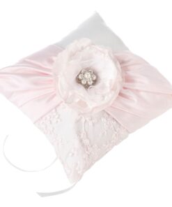 Coussin alliances mariage rose blush shabby
