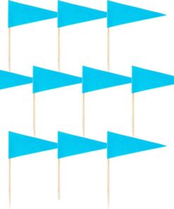 Piques drapeaux à gâteau bleu aqua (x36)