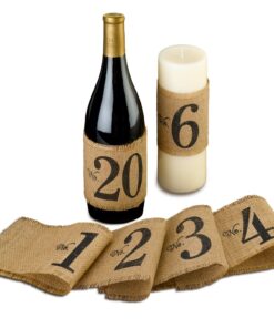 20 numéros de table toile de jute