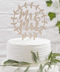 Cake topper bois mariage Mr & Mrs couronne