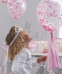 5 ballons transparent confetti rose