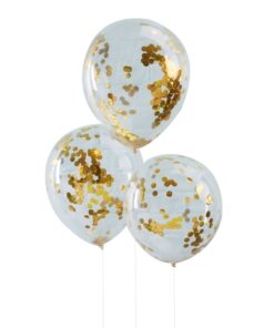 5 ballons transparent confetti OR