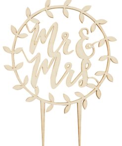 Cake topper bois mariage Mr & Mrs couronne