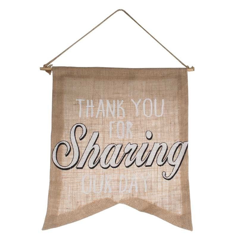 Fanion jute mariage "Thank you for sharing our day" Fanion jute mariage "Thank you for sharing our day"
