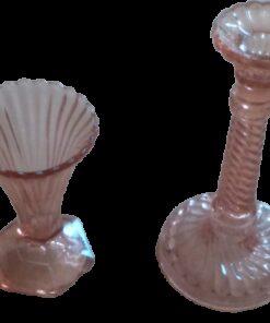 Location petit vase vintage et 2 bougeoirs vieux rose