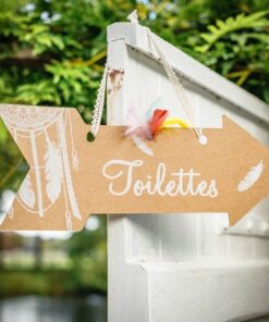 Fleche signaletique "Toilettes" Boho kraft dreamcatcher