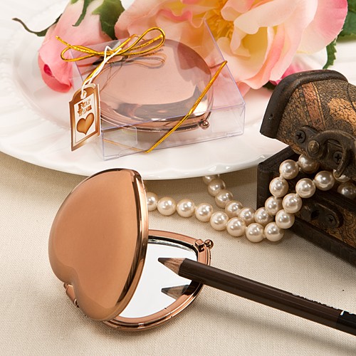 Petit miroir de poche coeur bronze cadeau invité Petit miroir de poche coeur bronze cadeau invité