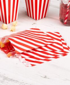 Sachets en papier rayures rouge et blanc (x25)