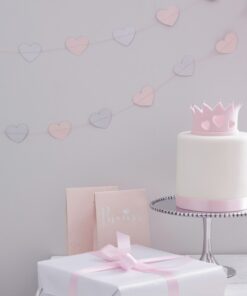 Guirlande coeur rose et argent glitter princesse 5M