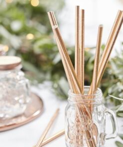 25 pailles en papier OR cuivré ROSE GOLD