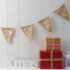 Guirlande fanions jute étoiles blanches 2M25