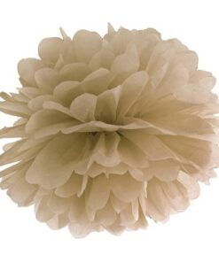 Le pompon en papier beige caramel kraft 35cm