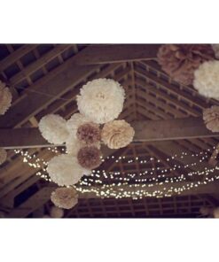 Le pompon en papier beige caramel kraft 35cm