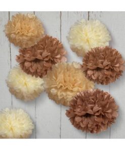 Le pompon en papier beige caramel kraft 35cm