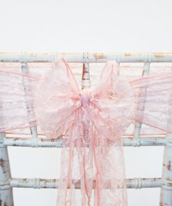Noeuds de chaise rose blush dentelle LOCATION