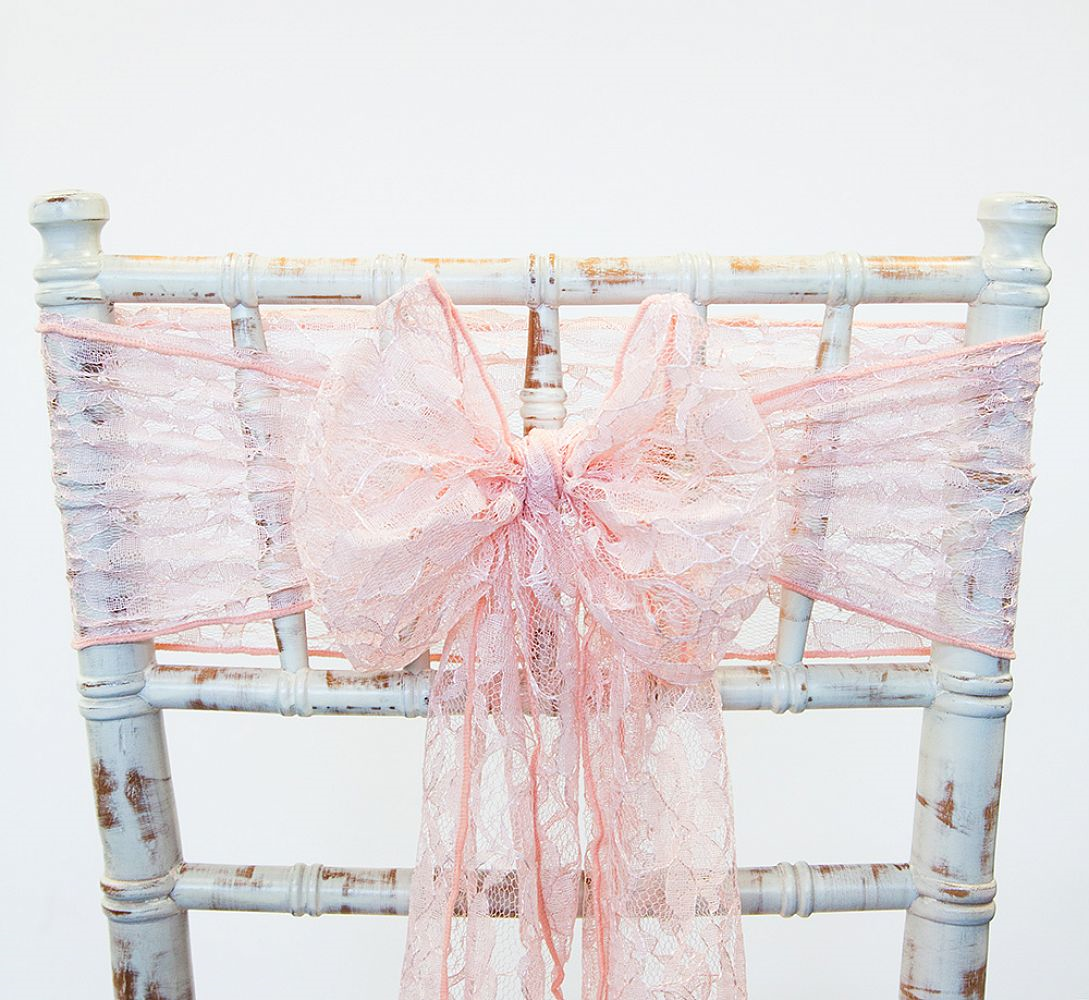 Noeuds de chaise rose blush dentelle LOCATION Noeuds de chaise rose blush dentelle LOCATION