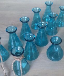 Location petits vases soliflore bleu en verre