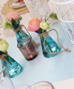 Location petits vases soliflore bleu en verre