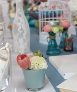 Location petit photophore bougeoir vase bleu tiffany