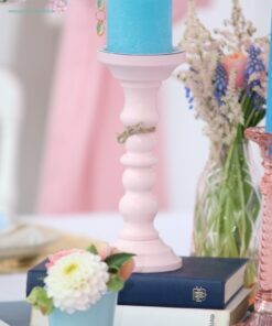 Location support bougeoir en bois rose clair