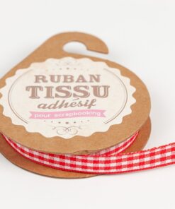 Ruban tissu adhésif vichy rouge 1cm 2M guinguette