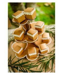 10 Boite a dragees cube kraft avec dentelle