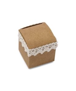 10 Boite a dragees cube kraft avec dentelle