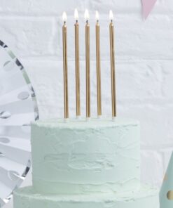 Grandes bougies OR anniversaire dorées (x24)