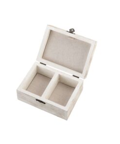 Le coffret rondin à alliances en bois cérusé