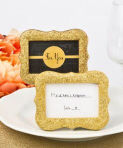 Cadre doré marque place table mariage glitter