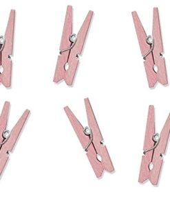 20 mini pinces à linge en bois rose