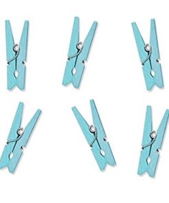 20 mini pinces à linge en bois bleu ciel baby