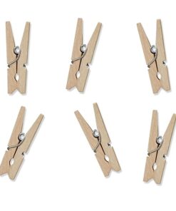 20 mini pinces à linge bois naturel