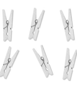 20 mini pinces à linge bois blanc