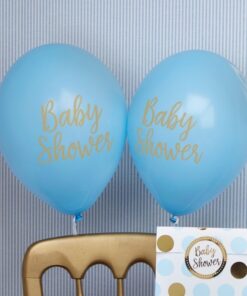 8 ballons baby shower bleu et doré