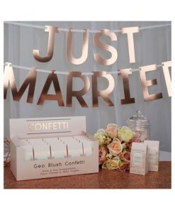 Confettis Geo Blush mariage coeur blanc rose