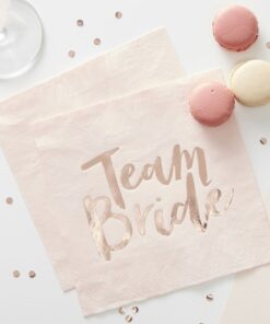 16 serviettes roses TEAM BRIDE EVJF