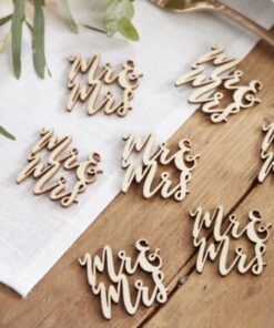 20 confettis en bois mrs mrs table mariage