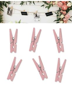 20 mini pinces à linge en bois rose