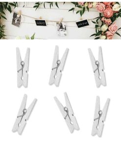 20 mini pinces à linge bois blanc