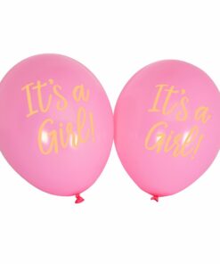 8 ballons 'It's a girl" rose et or naissance baby