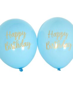 8 ballons Happy Birthday bleu et doré