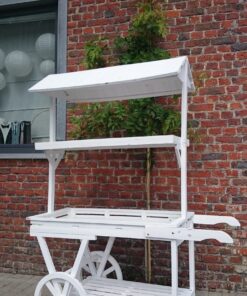 Location charette candy bar blanc en bois