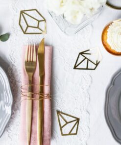 12 confettis de table diamant dorés brillant