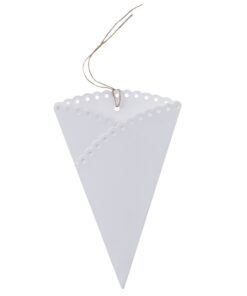 Cornets cones blancs de confettis dentelle ruban jute (par 10)