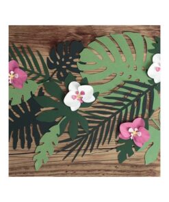 21 feuilles tropicales en papier vert