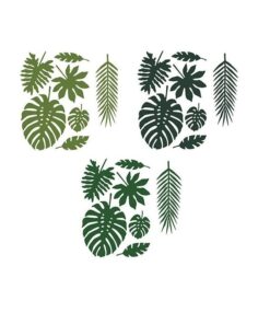 21 feuilles tropicales en papier vert
