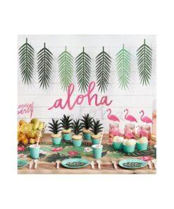 21 feuilles tropicales en papier vert